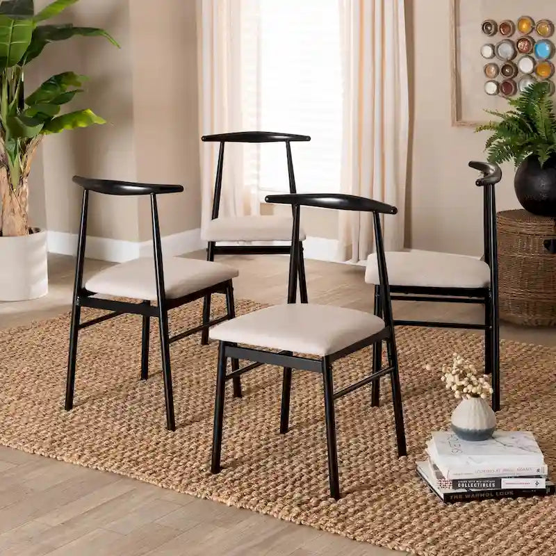 Modern Industrial Fabric and Metal 4-Piece Dining Chair Set