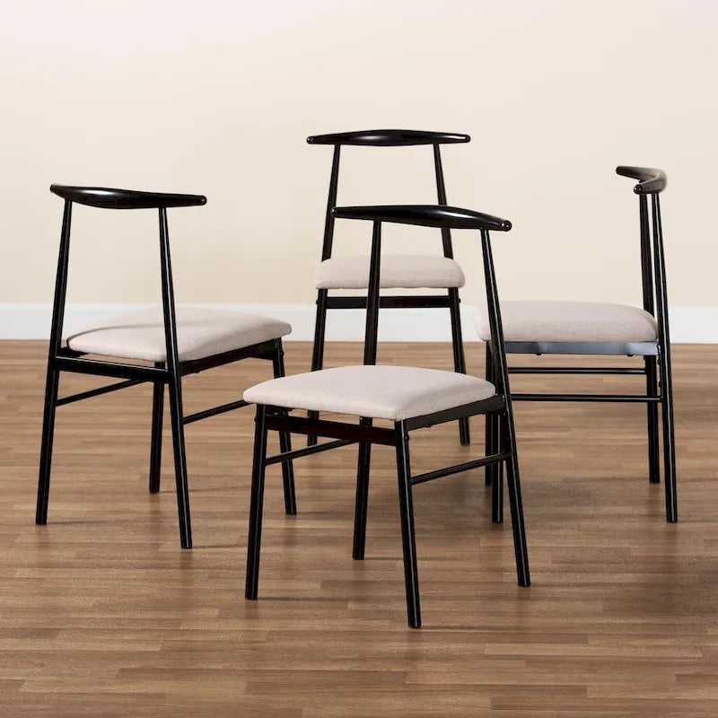 Modern Industrial Fabric and Metal 4-Piece Dining Chair Set