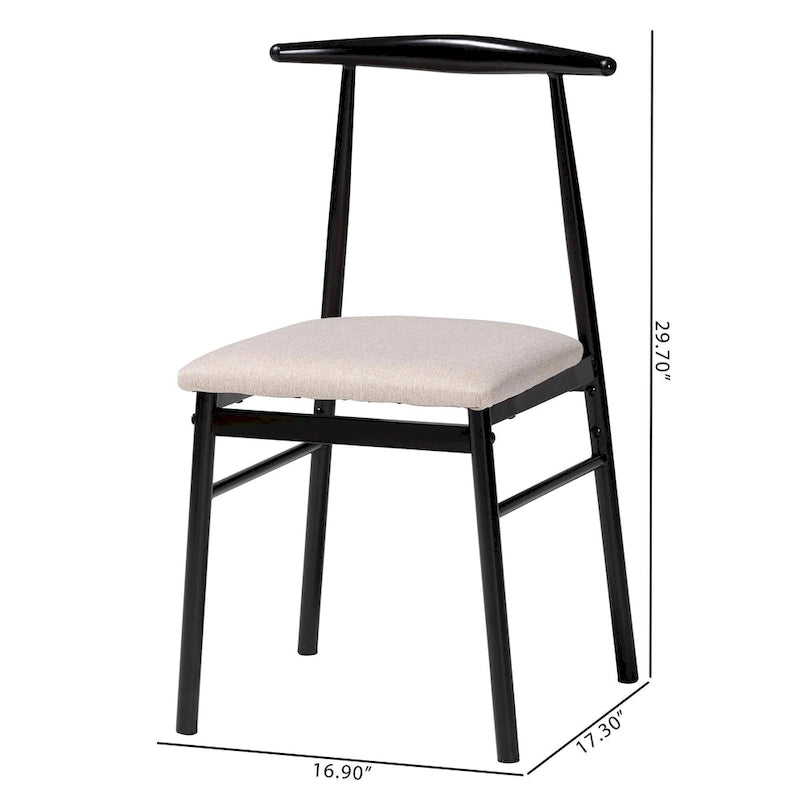 Modern Industrial Fabric and Metal 4-Piece Dining Chair Set