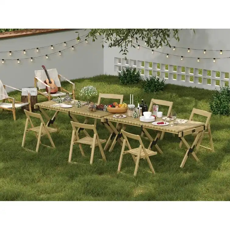 Weather Resistant Folding Outdoor Wood Chair (Set of 2)